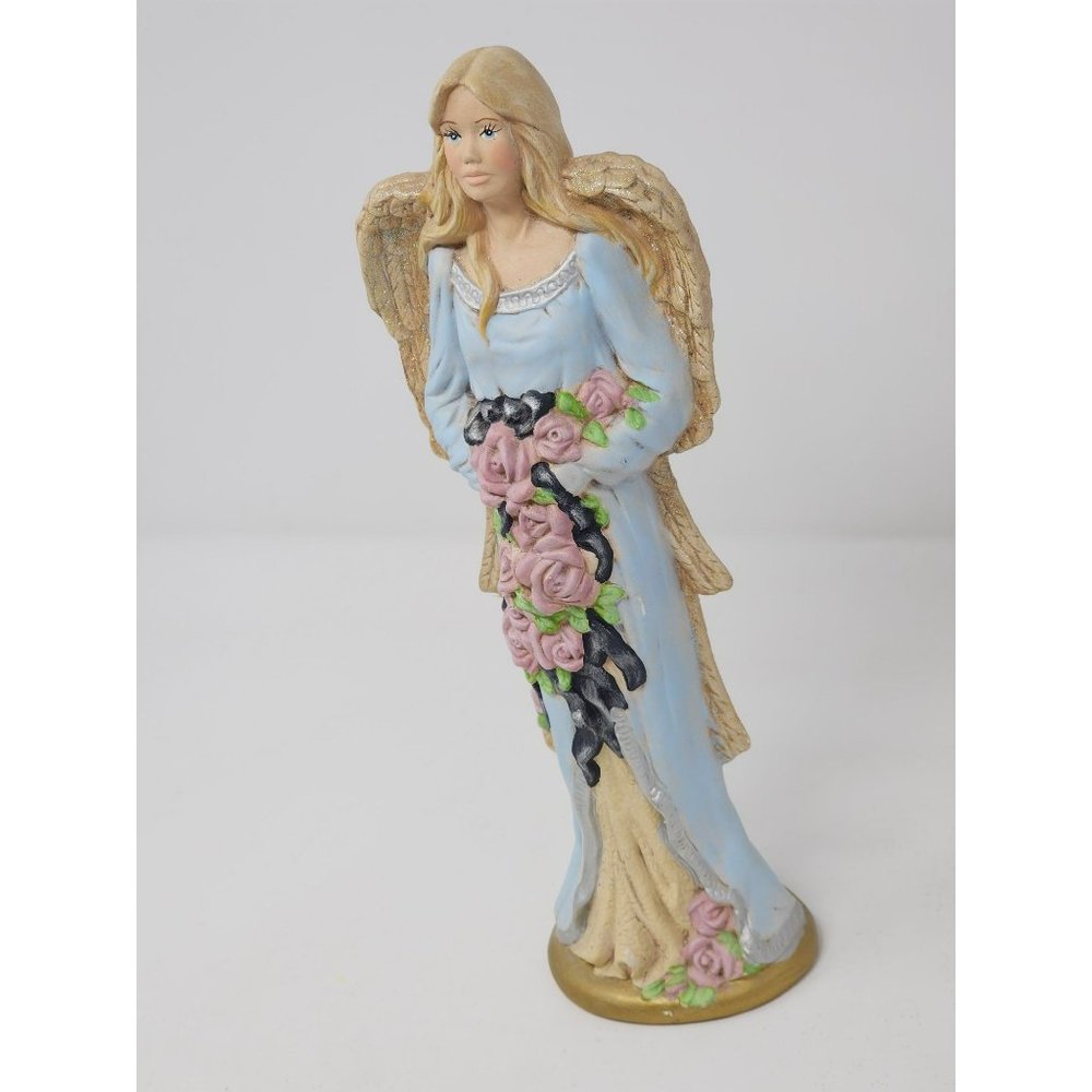 Beautiful Ceramic Hand Painted Angel Statue‎ Carrying Roses